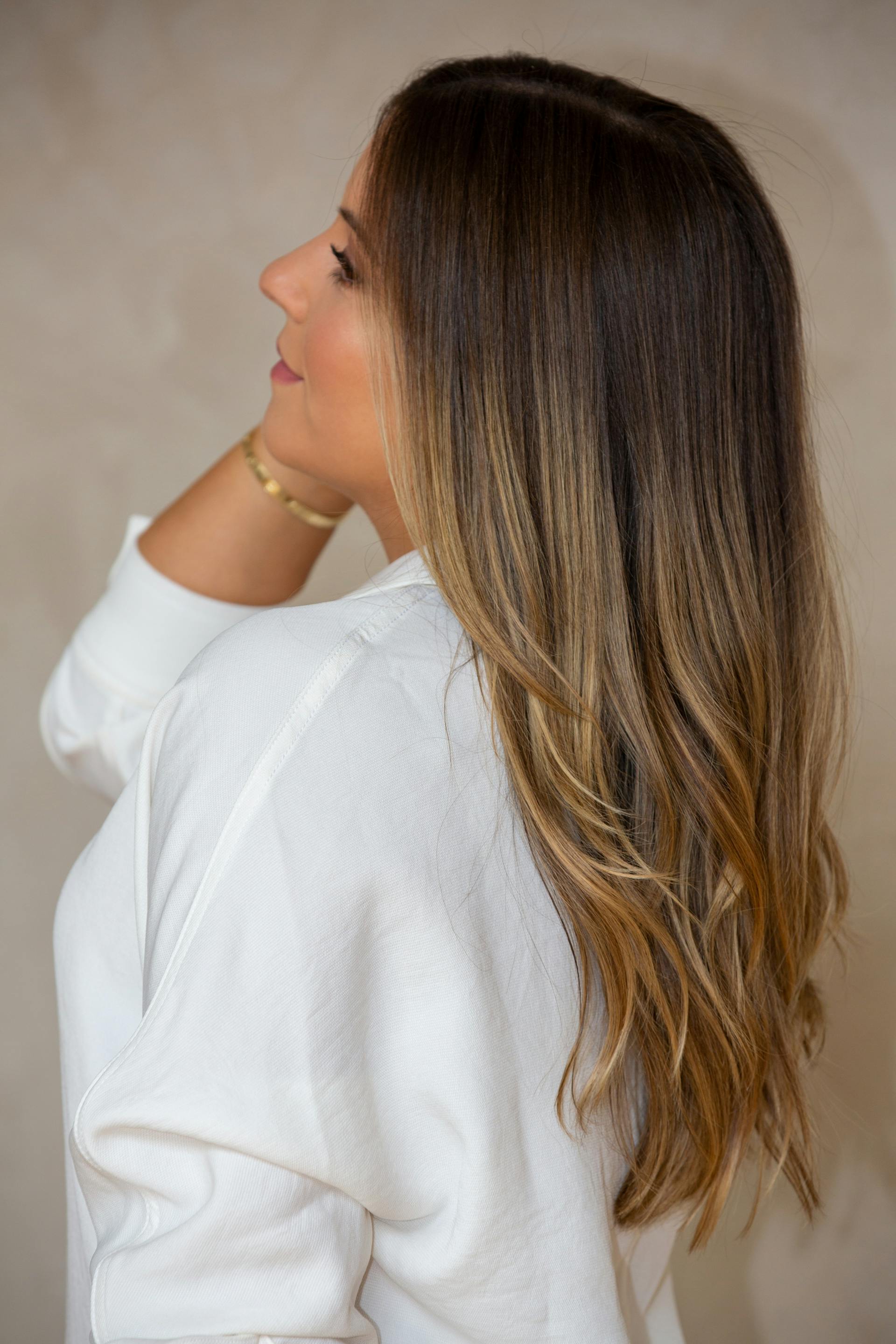 Blonde hair catching natural light, post-treatment