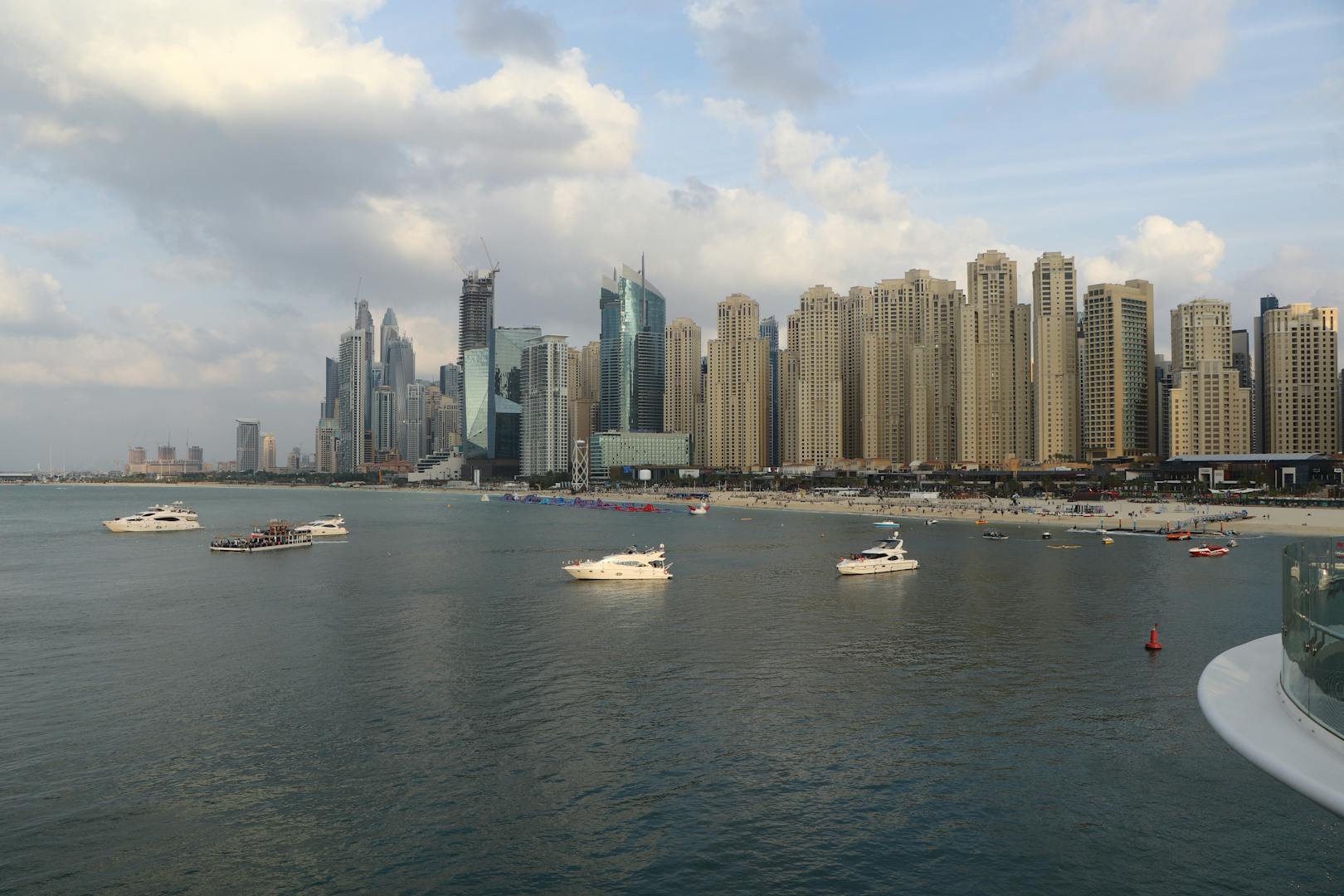 Dubai Marina skyline seen at twilight