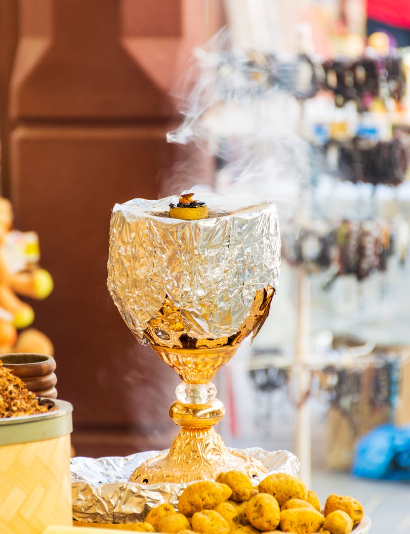 Ambient smoke from oud incense in the hammam